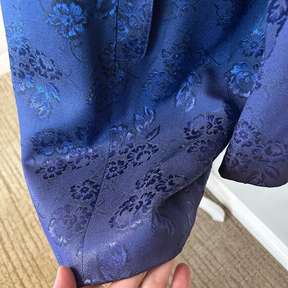 Hugo Buscati blue jacquard long 3 button lined blazer size 14 - Picture 6 of 13